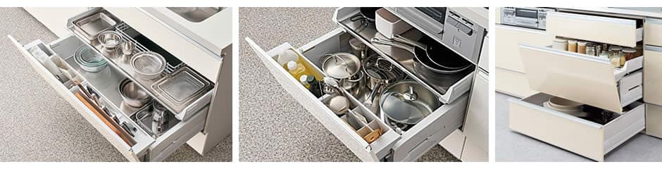 標準品:スライドストッカー らくパッと収納・シェルフ付