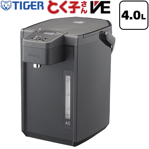 タイガー VE電気まほうびん とく子さん 電気ケトル・ポット 電気ポット 容量：4.0L  ブラック ≪PIX-A400-K≫