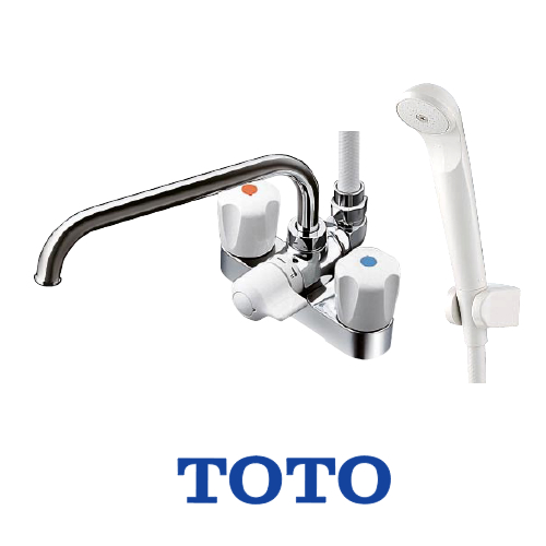 【送料無料】TOTO/浴室シャワー水栓/台付きタイプ/2ハンドルシャワー水栓/スプレー(節水)シャワー【パッキン無料プレゼント!(希望者のみ)※水栓の箱を開封し同梱します】 心々（取付寸法）＝120mm≪TMS26C≫