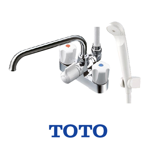 【送料無料】TOTO/浴室シャワー水栓/台付きタイプ/2ハンドルシャワー水栓/スプレー(節水)シャワー【パッキン無料プレゼント!(希望者のみ)※水栓の箱を開封し同梱します】≪TMS27C≫