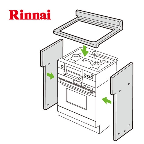 キッチン奥行55cm対応 後板固定タイプ 自立ユニット ビルトインコンロとオーブンのセット取り付けが可能 リンナイ ビルトインコンロ部材≪UKR-U603≫